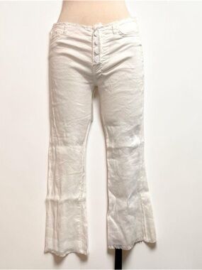 Hudson Low Rise White Flare Capri Pants Straight Leg 25” EV Cut Waistband